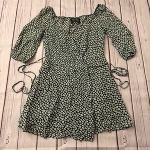 Reformation Green Floral Venezuela Sammy Wrap Dress Size Small Women's